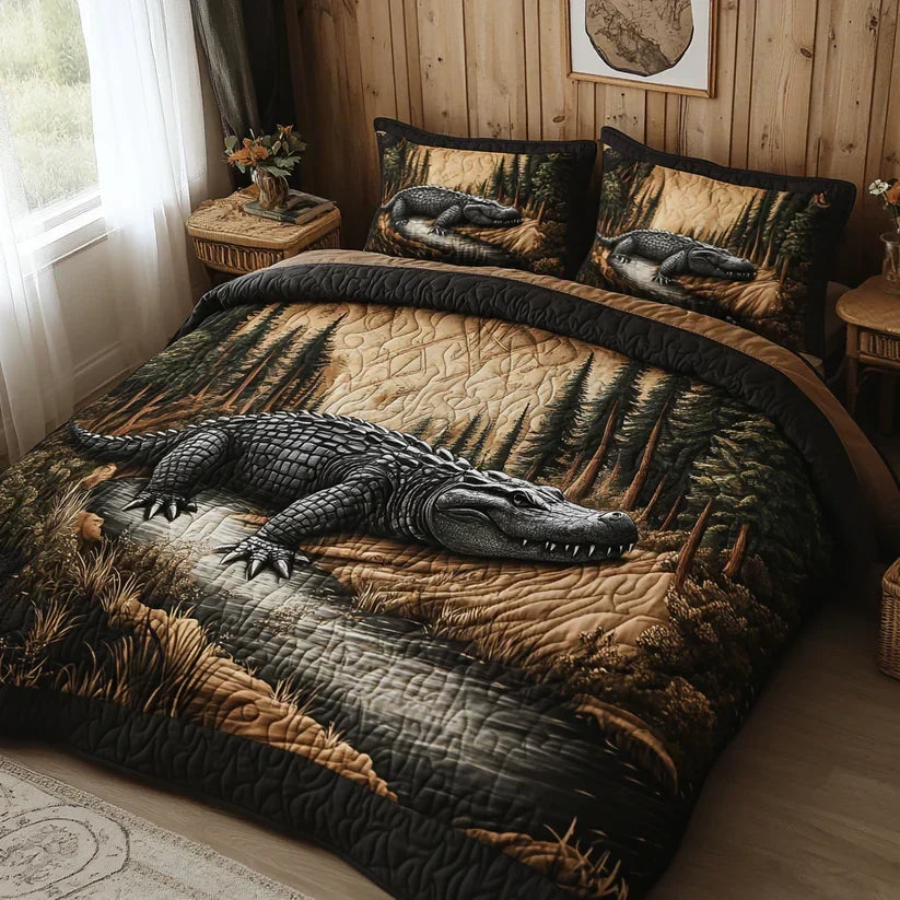 3-Piece Quilted Bedding Set - Forest Animals
