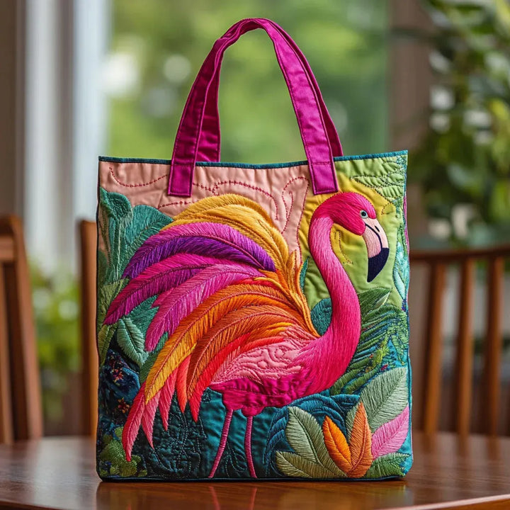 Quilted Bag - Rainbow Flamingo