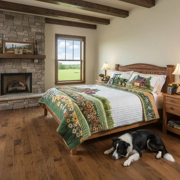 Quilted 3-Piece Bedding Set - Happy Farm