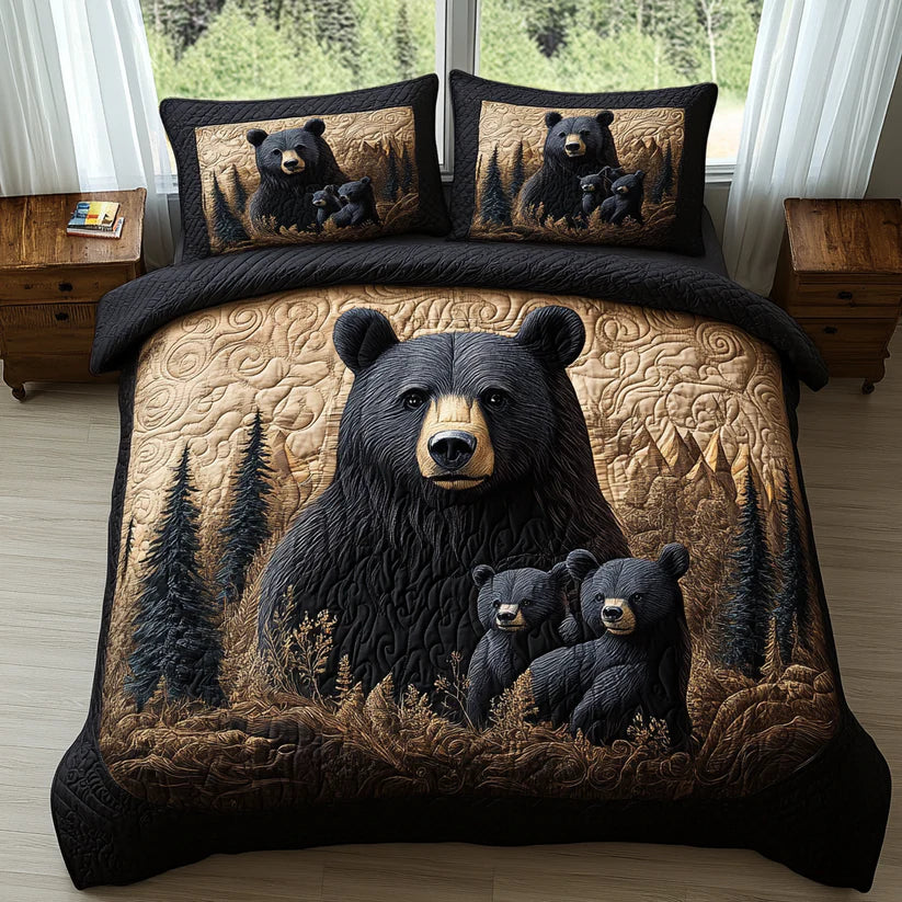 3-Piece Quilted Bedding Set - Forest Animals