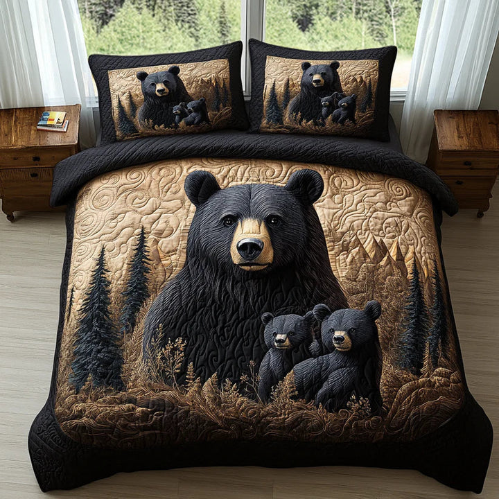 3-Piece Quilted Bedding Set - Forest Animals