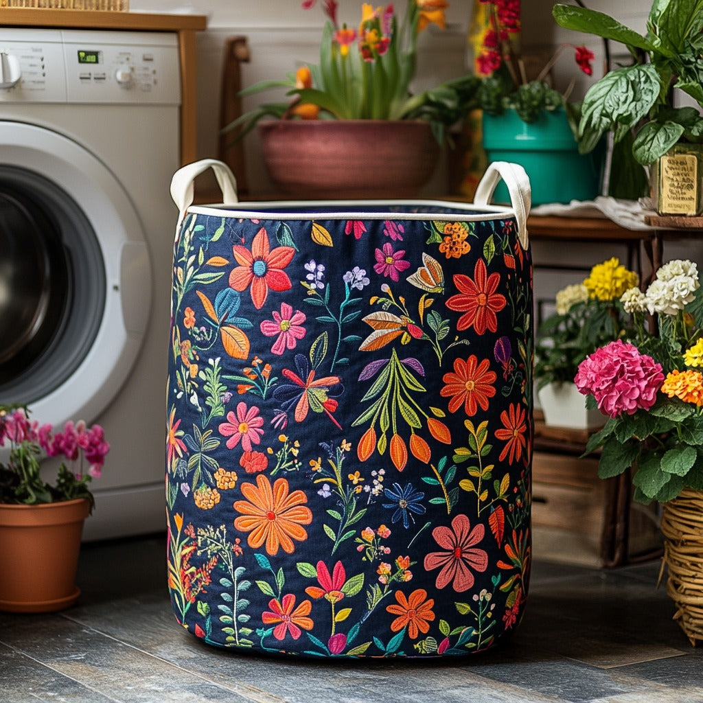 Quilted Laundry Basket - Boho Patchwork