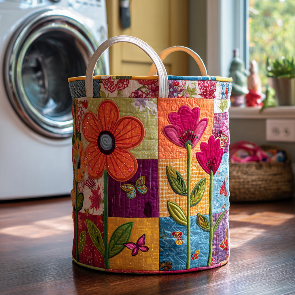 Quilted Laundry Basket - Boho Style