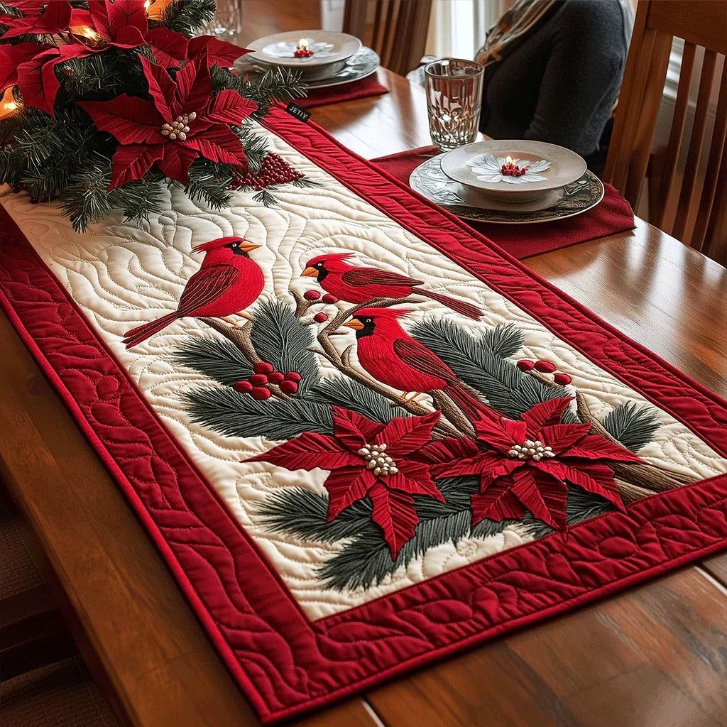 Quilted Table Runner - Crimson Wings