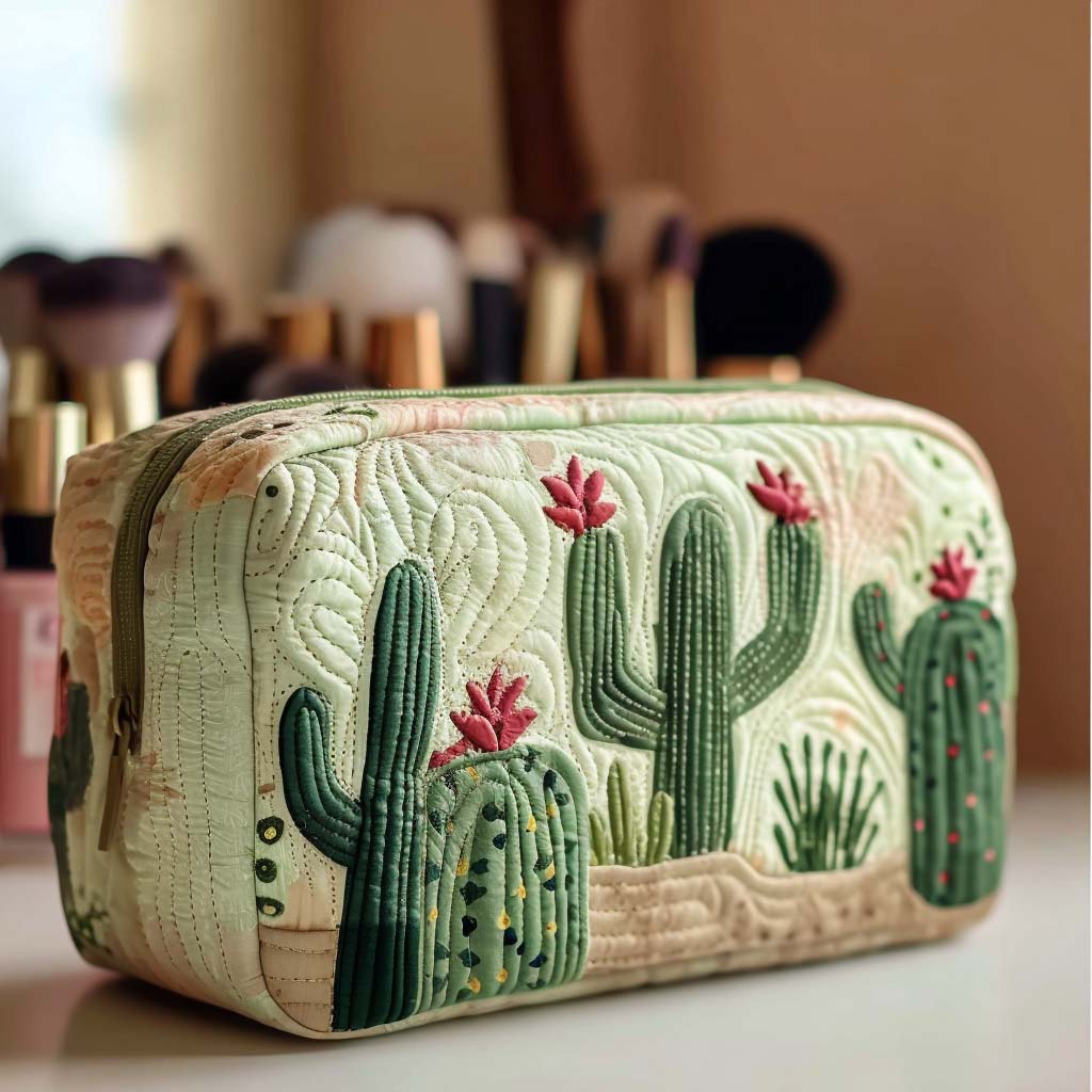 Quilted Makeup Bag - Desert Green