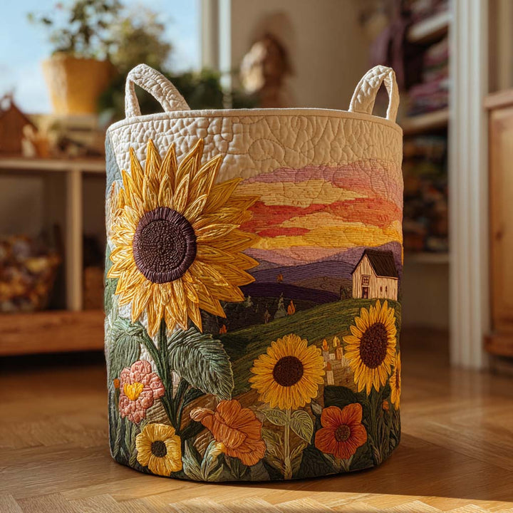 Quilted Laundry Basket - Blooming Sun