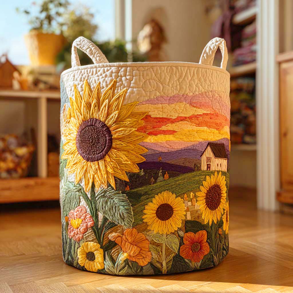 Quilted Laundry Basket - Sunflower