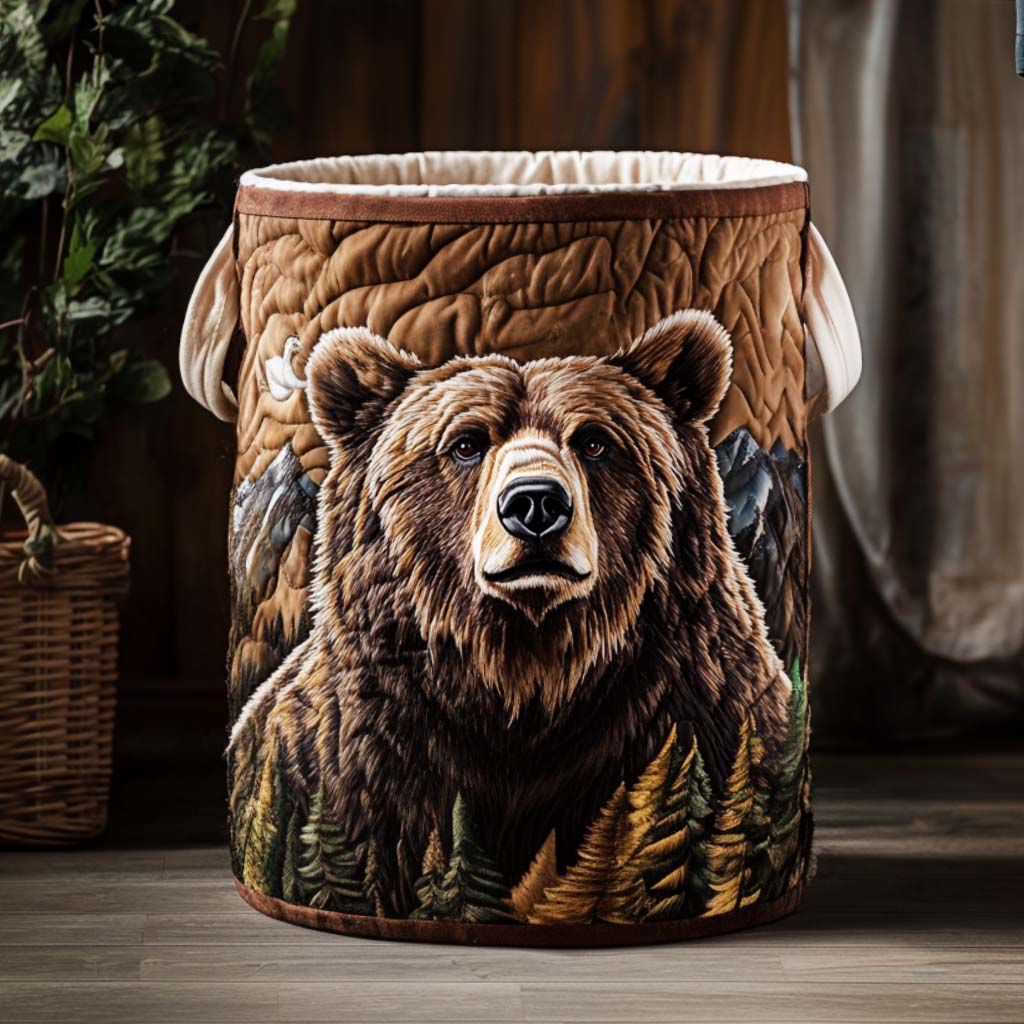 Quilted Laundry Basket - Forest Bear Walk