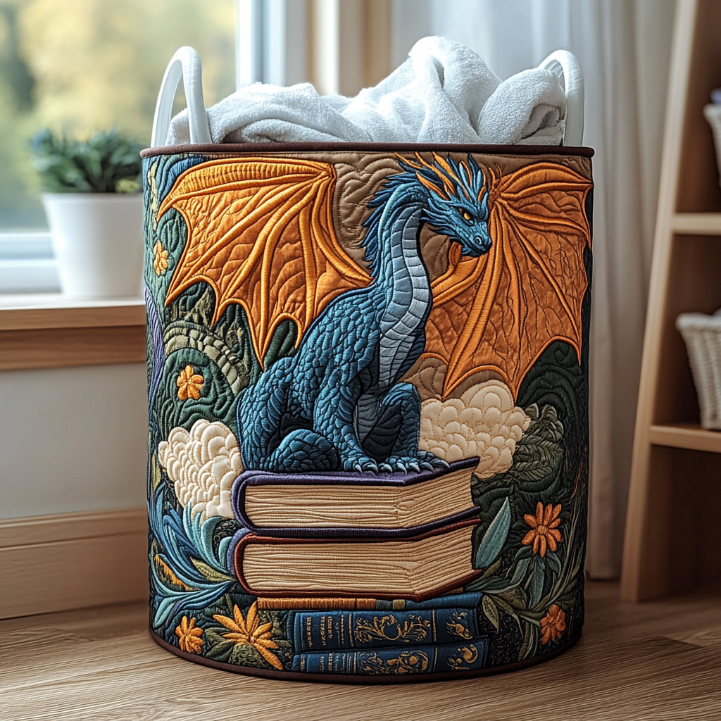 Quilted Laundry Basket - Forest Dragon