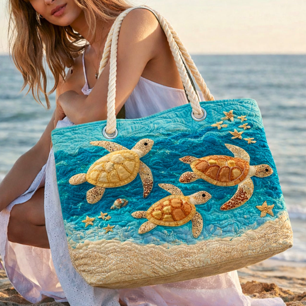 Handmade Beach Bag - Golden Turtle Coast