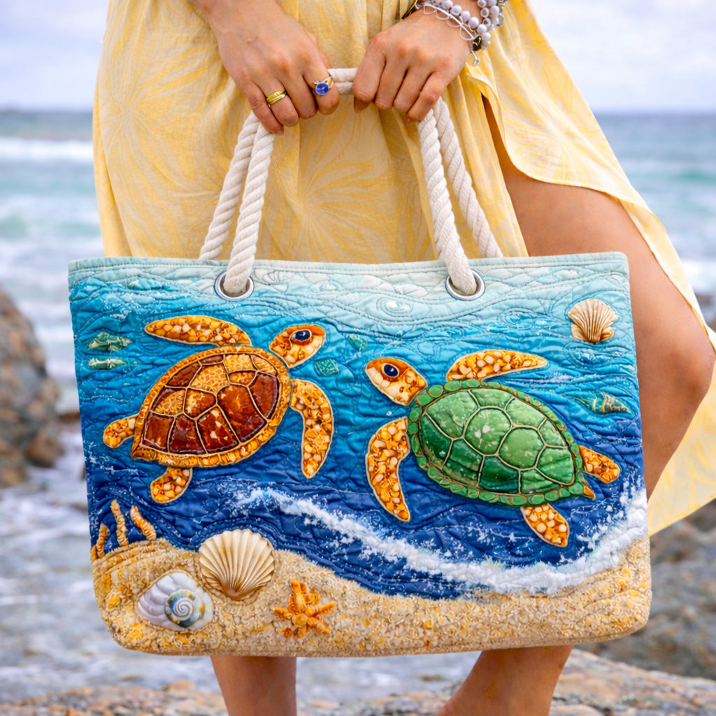Handmade Beach Bag - Tropical Turtle