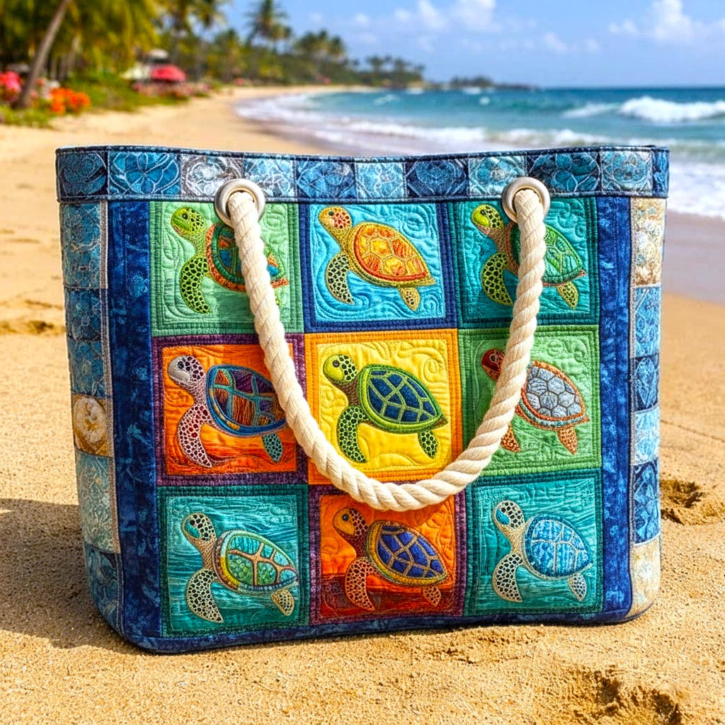 Handmade Beach Bag - Turtle Serenity