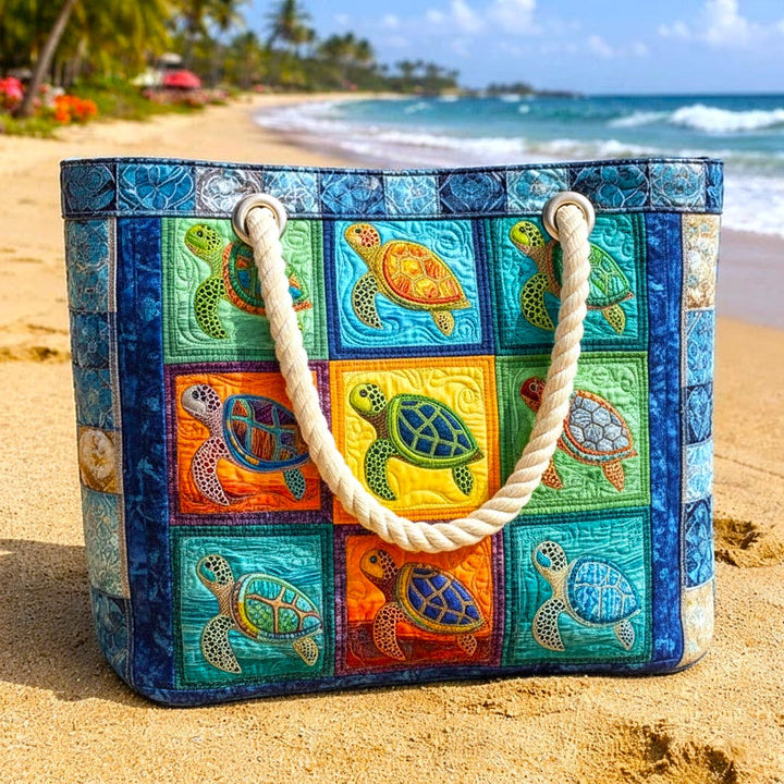 Handmade Beach Bag - Turtle Serenity