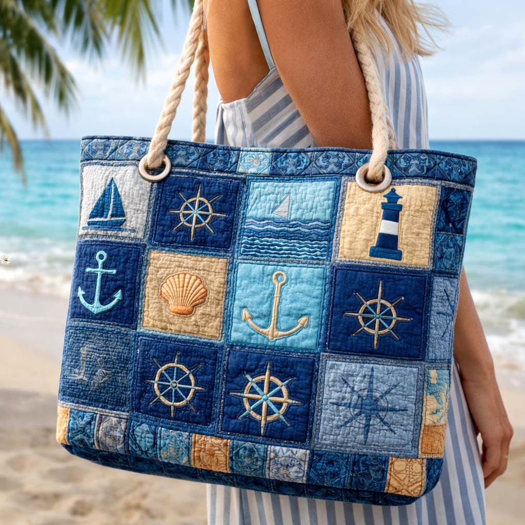 Handmade Beach Bag - Nautical Blue