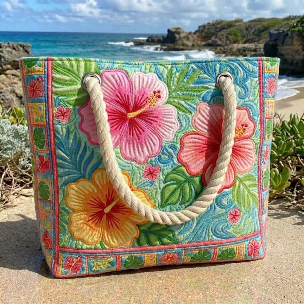 Handmade Beach Bag - Tropical Bloom