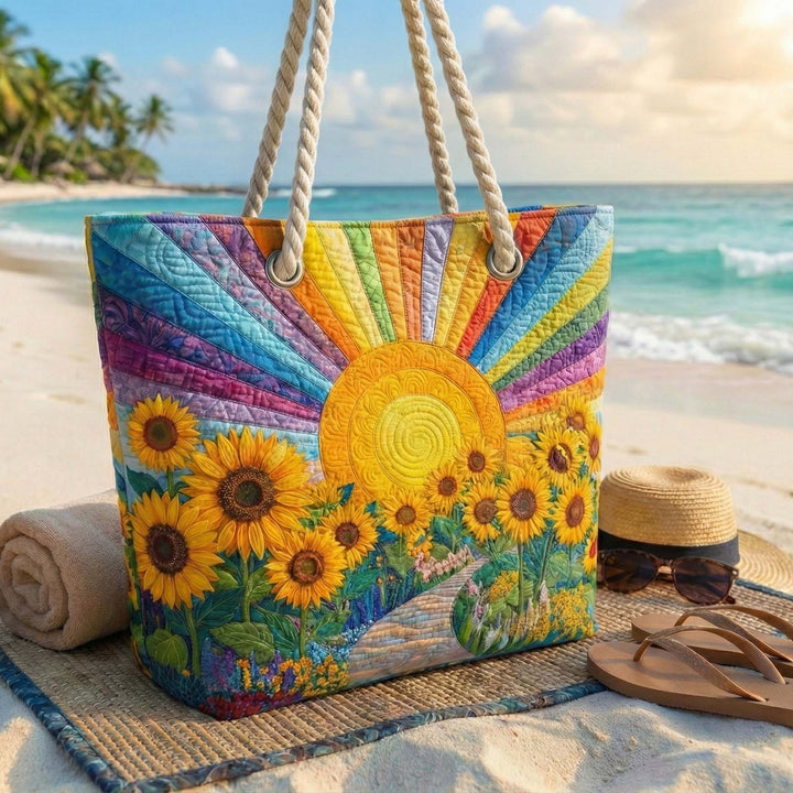 Handmade Beach Bag - Rainbow Sun