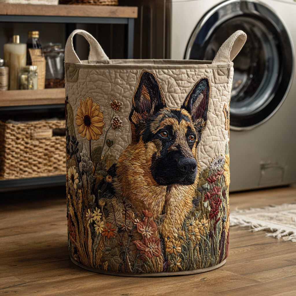 Quilted Laundry Basket - German Shepherd