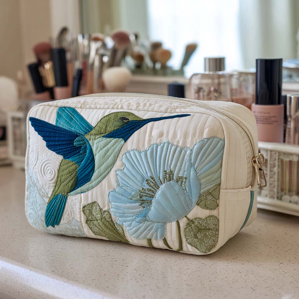 Quilted Makeup Bag - "Glittering Wings"
