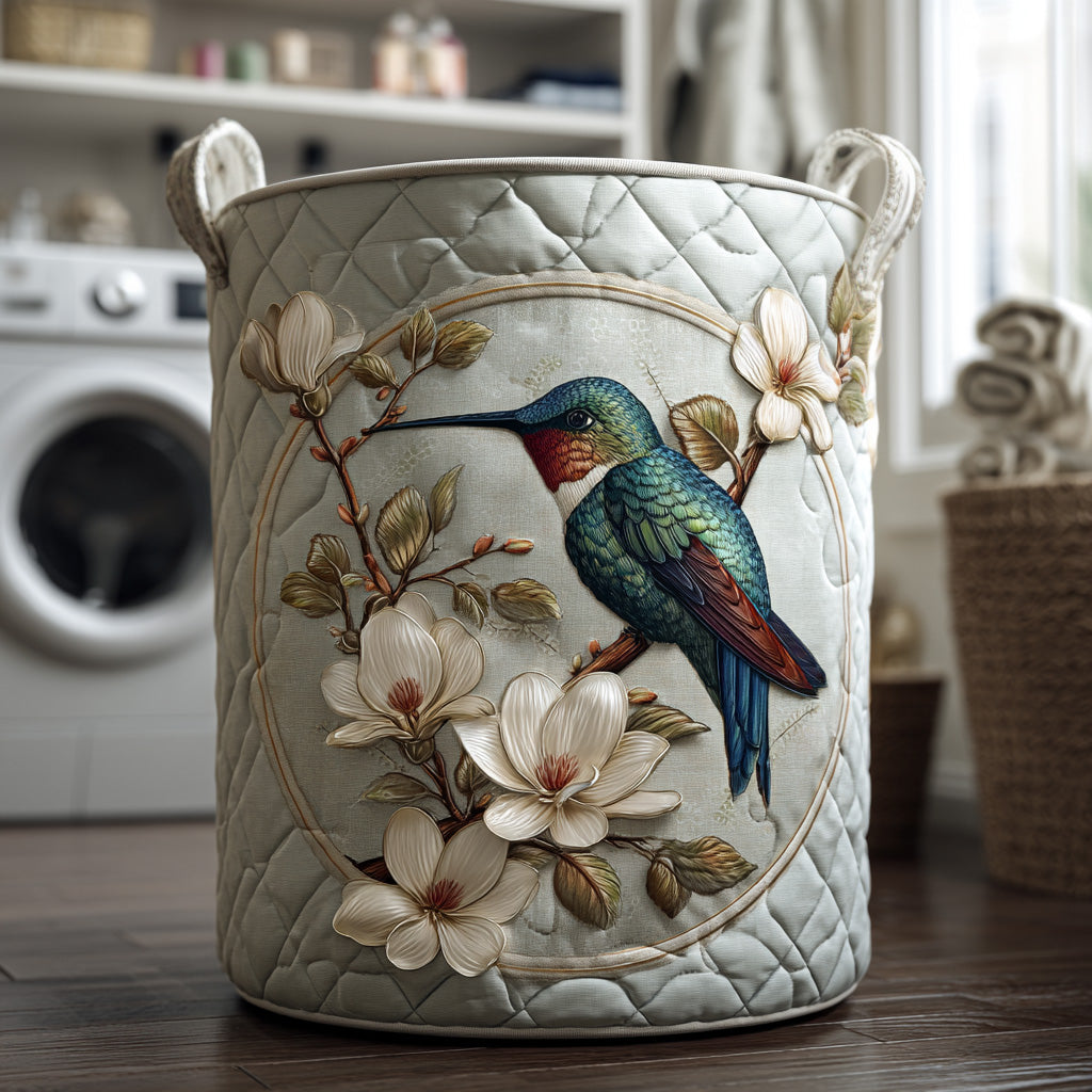 Quilted Laundry Basket - Lace Hummingbird
