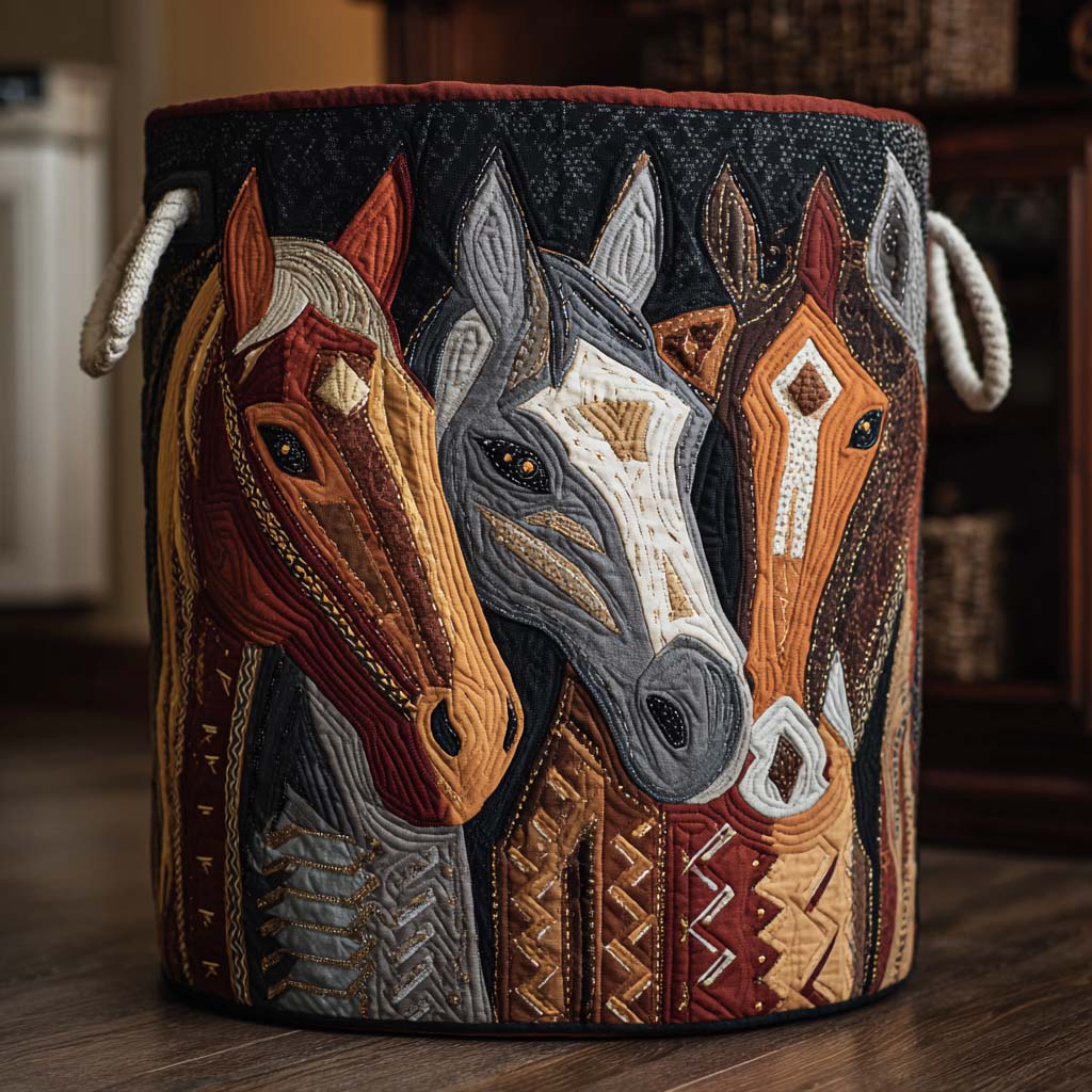 Quilted Laundry Basket - Mountain Trot