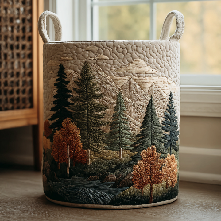 Quilted Laundry Basket - Forest