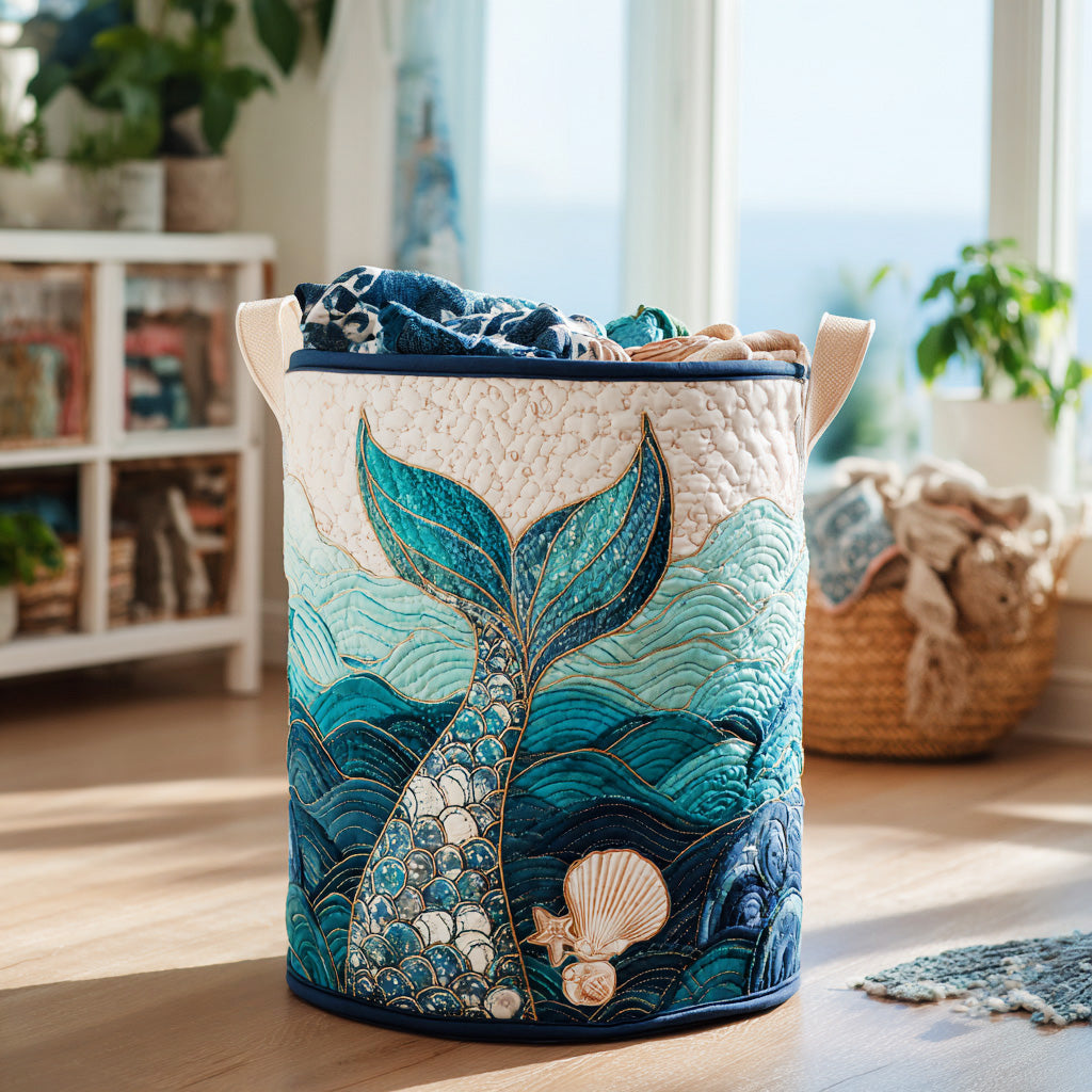 Quilted Laundry Basket - Mystic Current