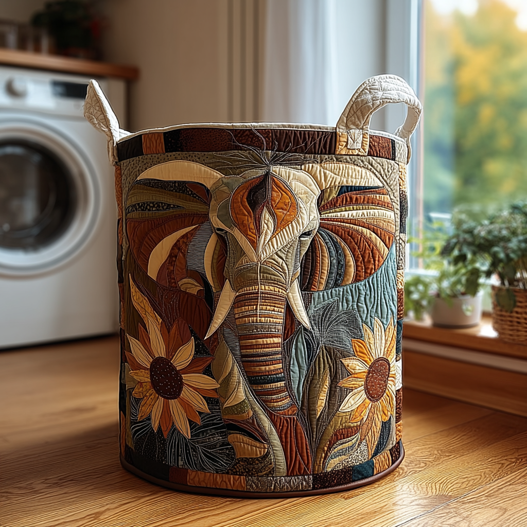 Quilted Laundry Basket - Mystic Elephant