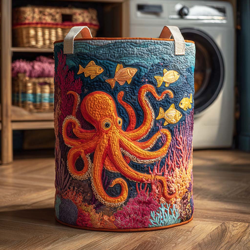 Quilted Laundry Basket - Mystic Octopus