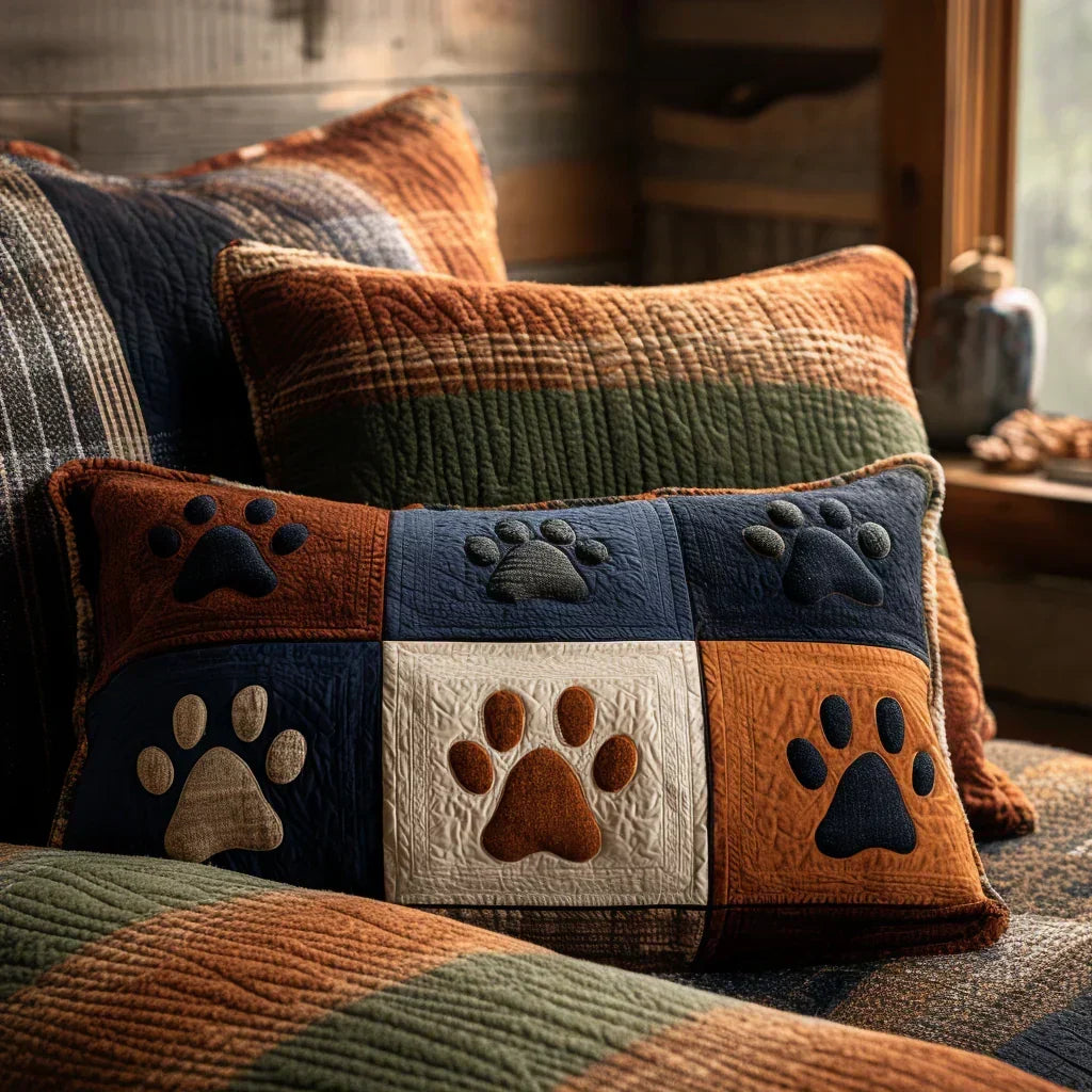 Quilted Pillow Cover - Meadow of Tracks
