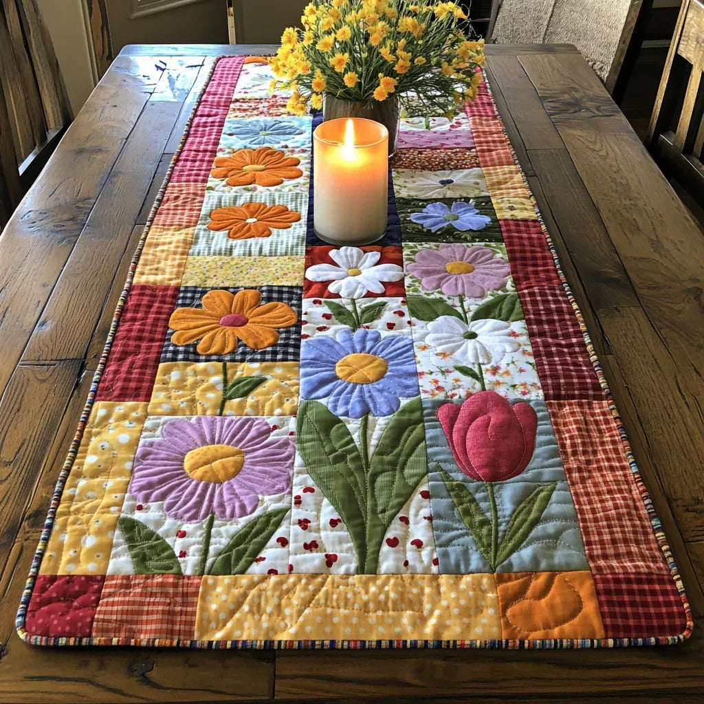 Quilted Table Runner - Path of Petals