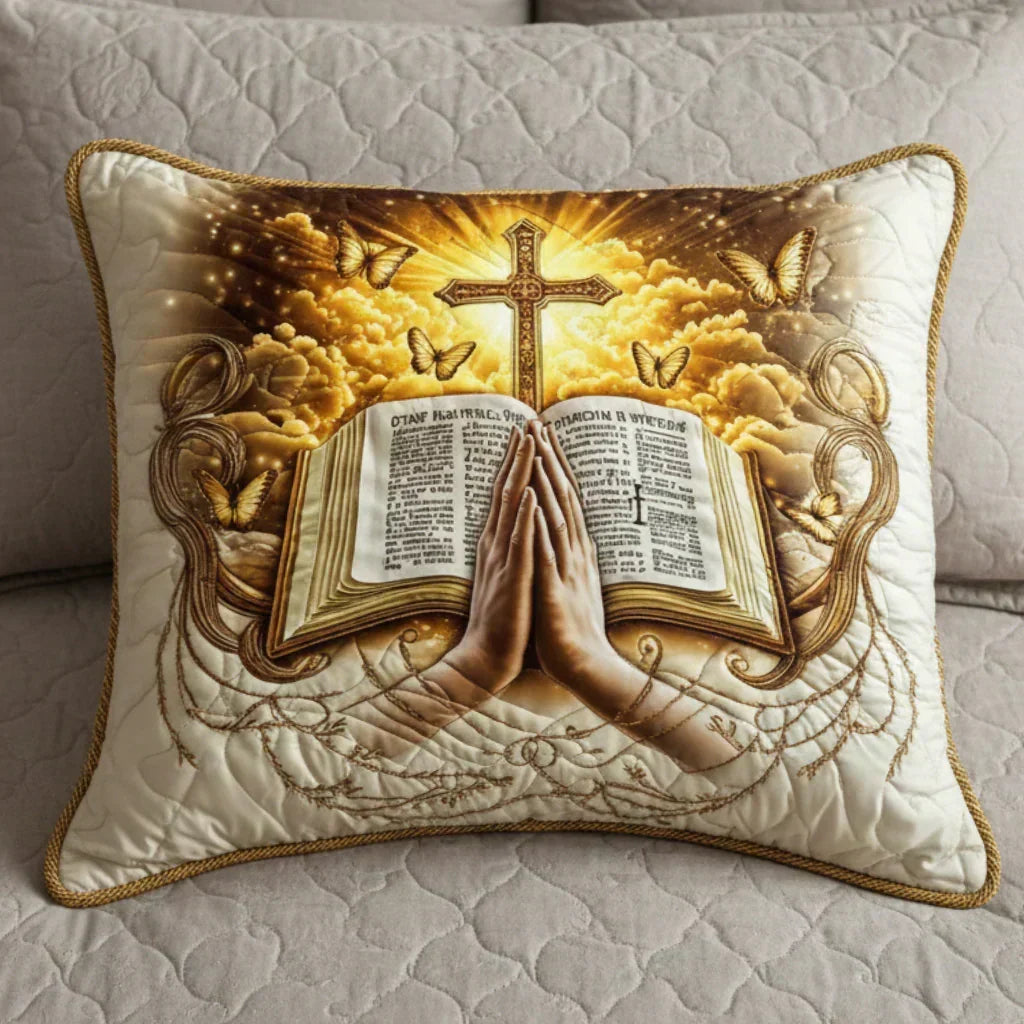Quilted Pillow Cover - Prayer and Writing
