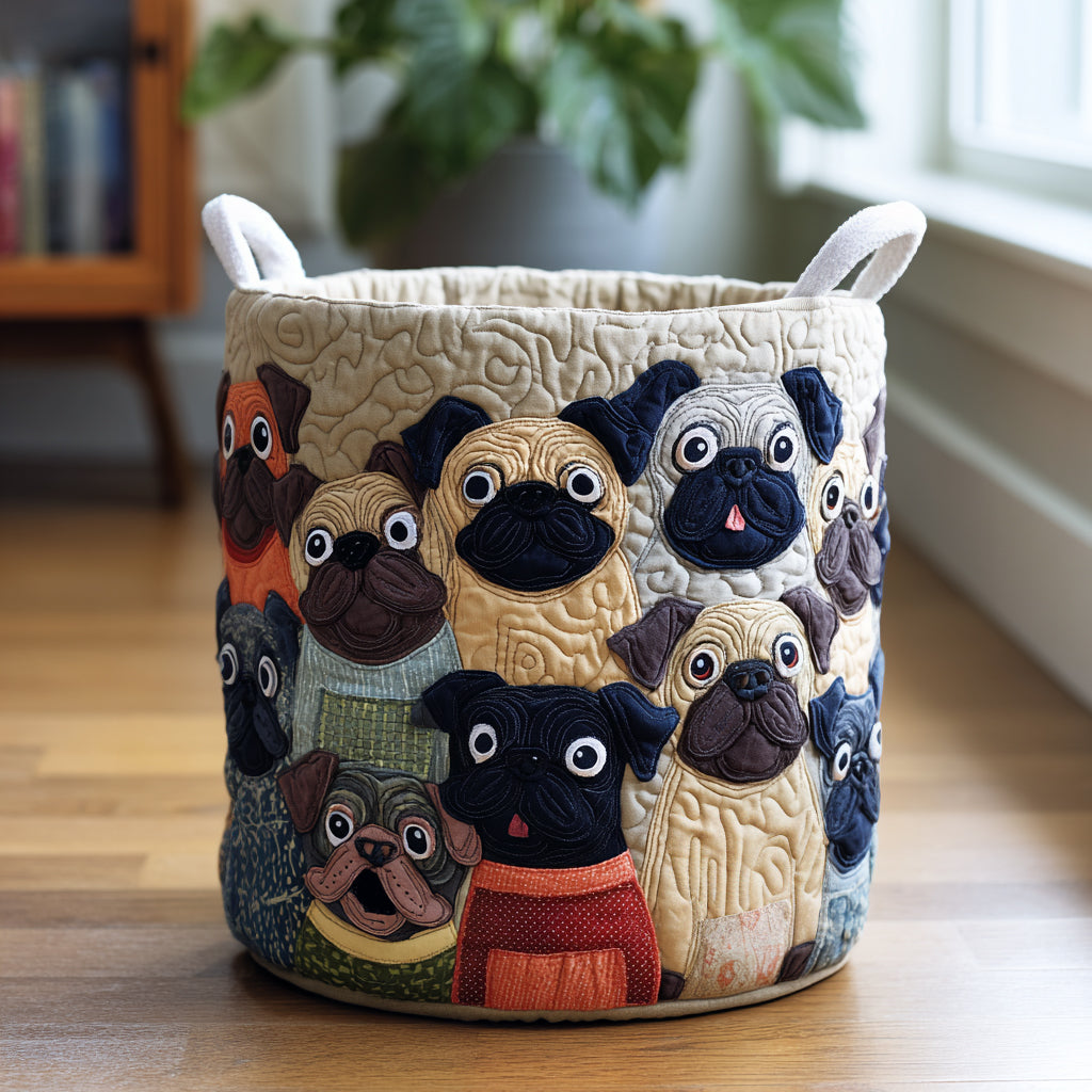 Quilted Laundry Basket - Pug Spirit