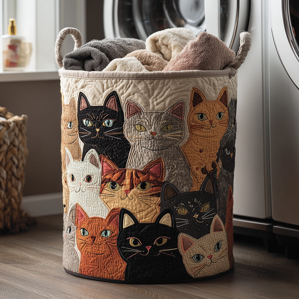 Quilted Laundry Basket - Soft & Cozy Purr