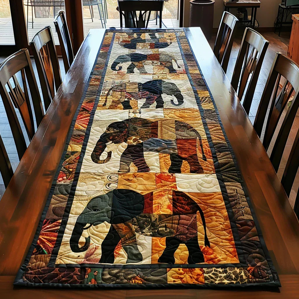 Quilted Table Runner - Elephant Walk