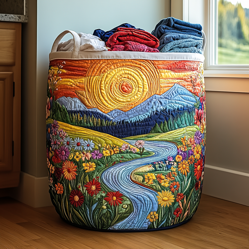 Quilted Laundry Basket - River Bloom