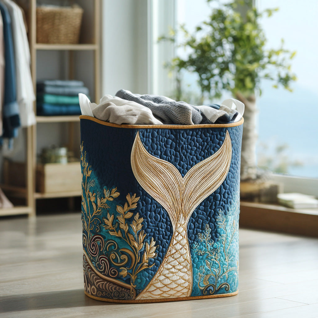 Quilted Laundry Basket - Shimmering Tide
