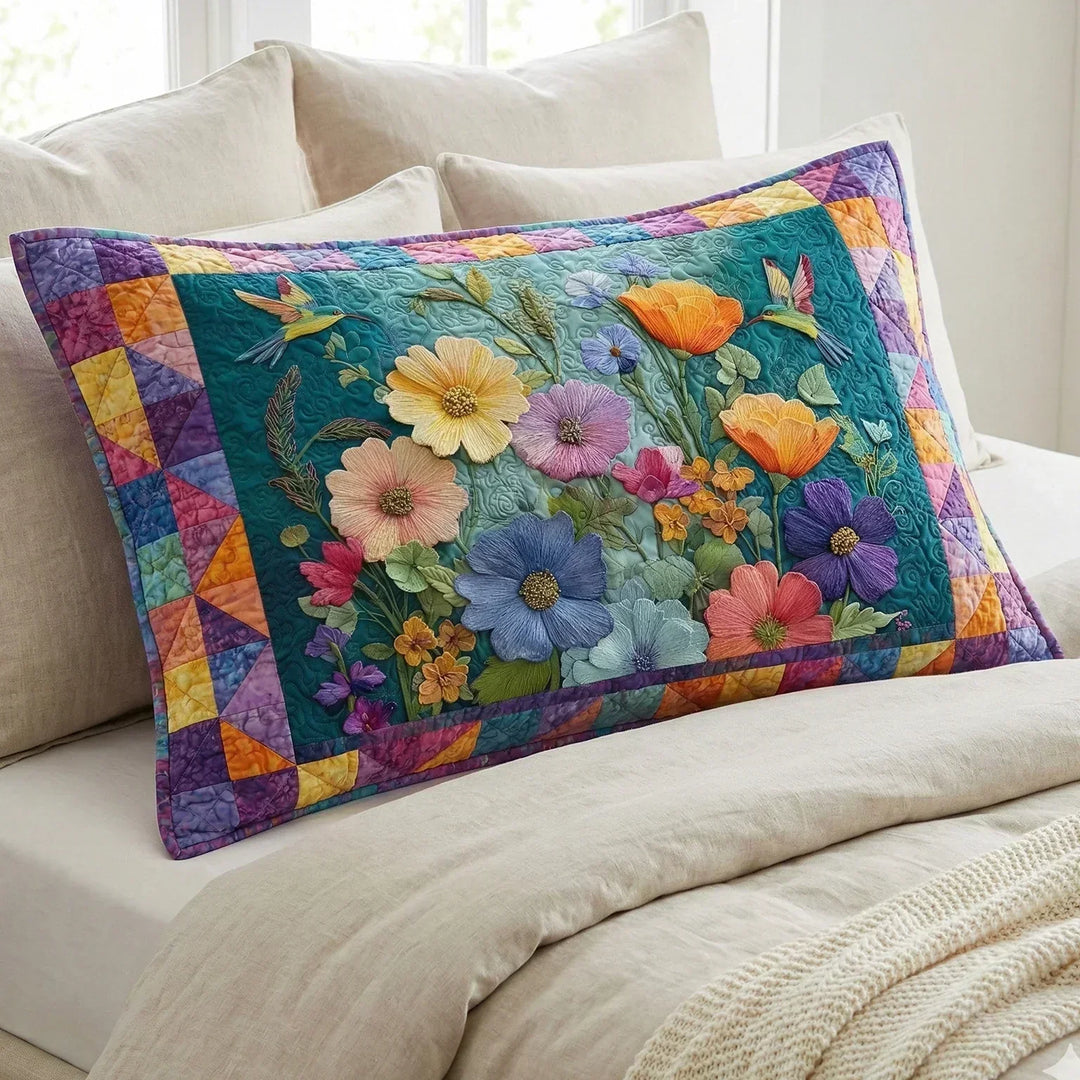 Quilted Cushion Cover - Soft Petals Dream