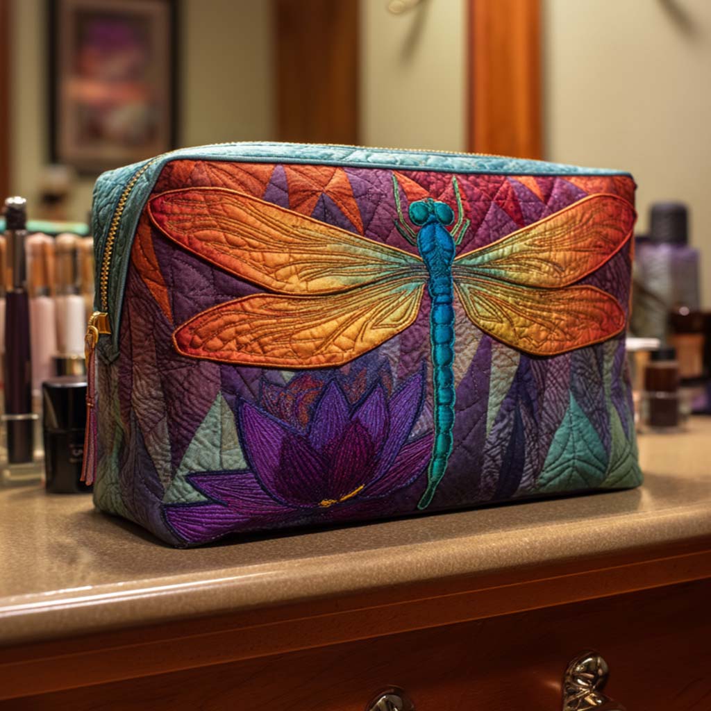 Quilted Makeup Bag - "Sparkling Stream"