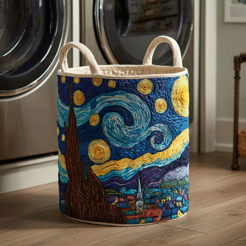 Quilted Laundry Basket - Starlit Flow