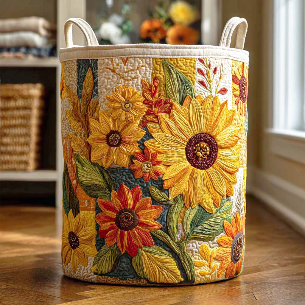 Quilted Laundry Basket - Sunflower