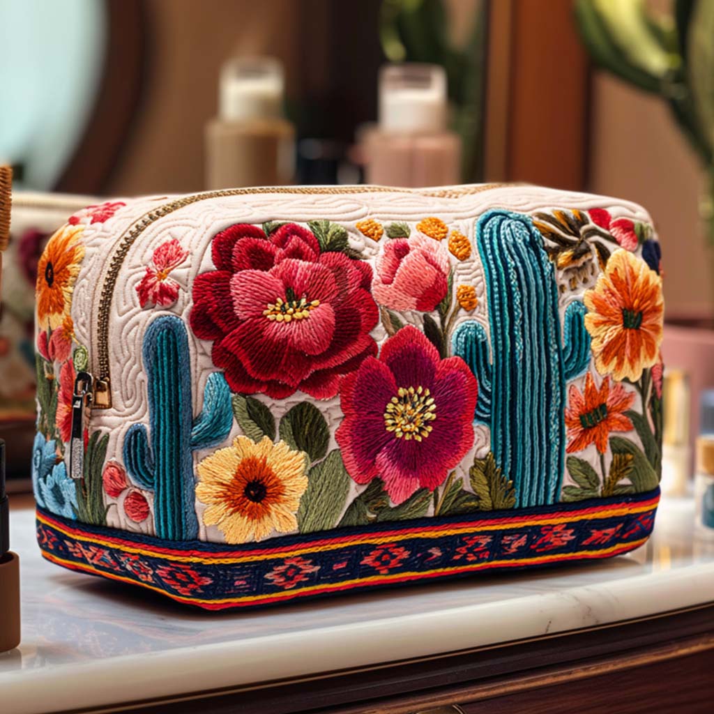 Quilted Makeup Bag - Sunlit Succulent