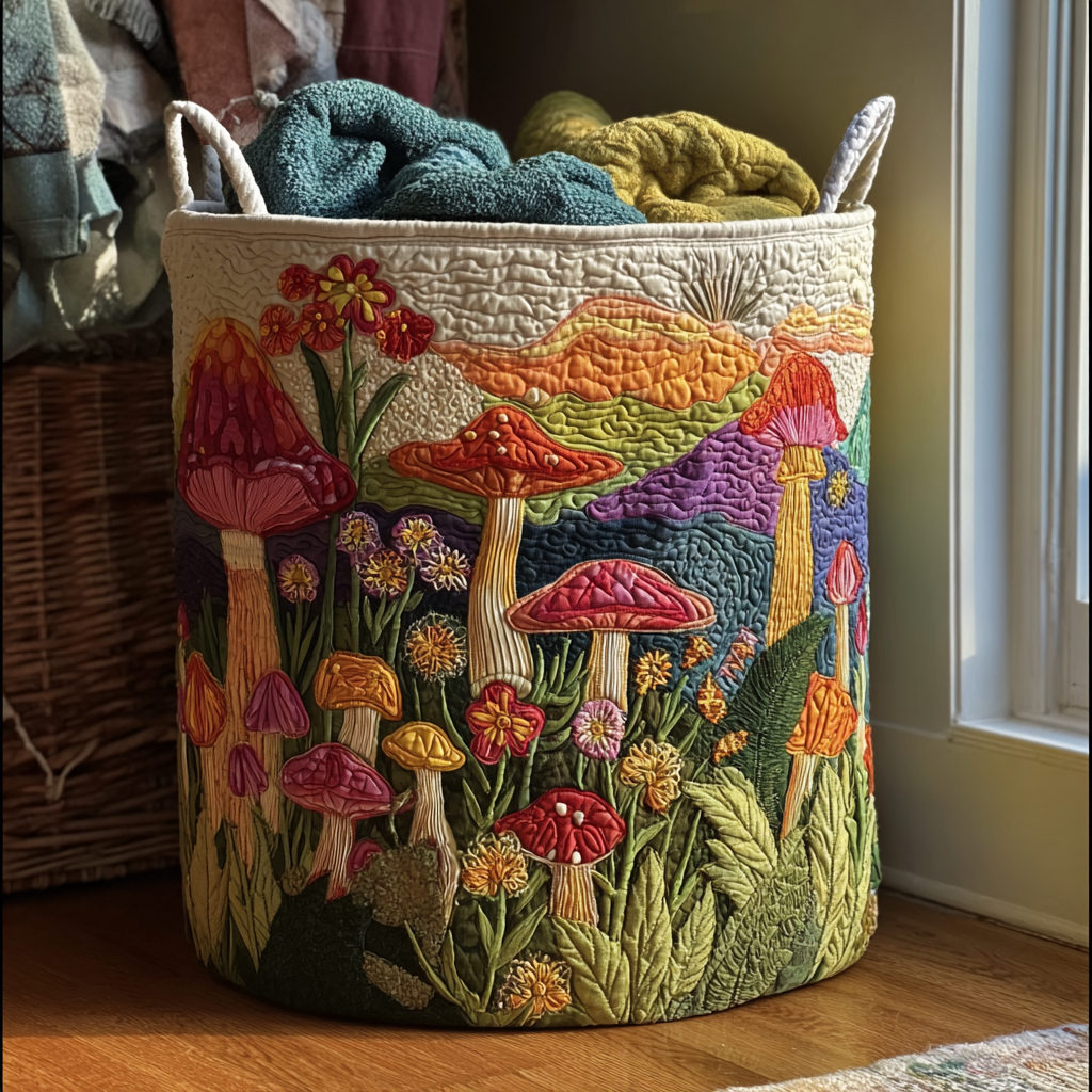 Quilted Laundry Basket - Sunrise Garden