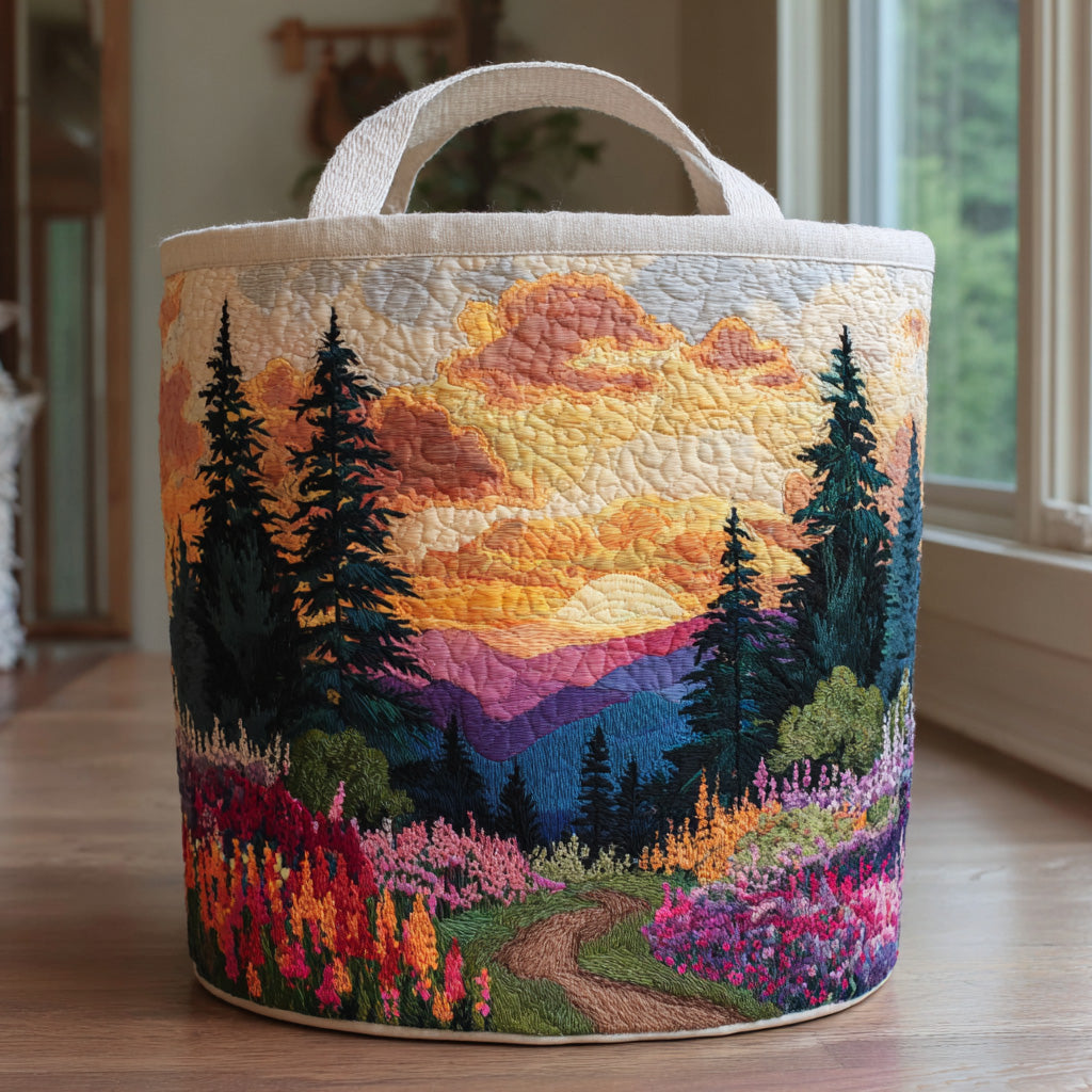 Quilted Laundry Basket - Sunset Pines