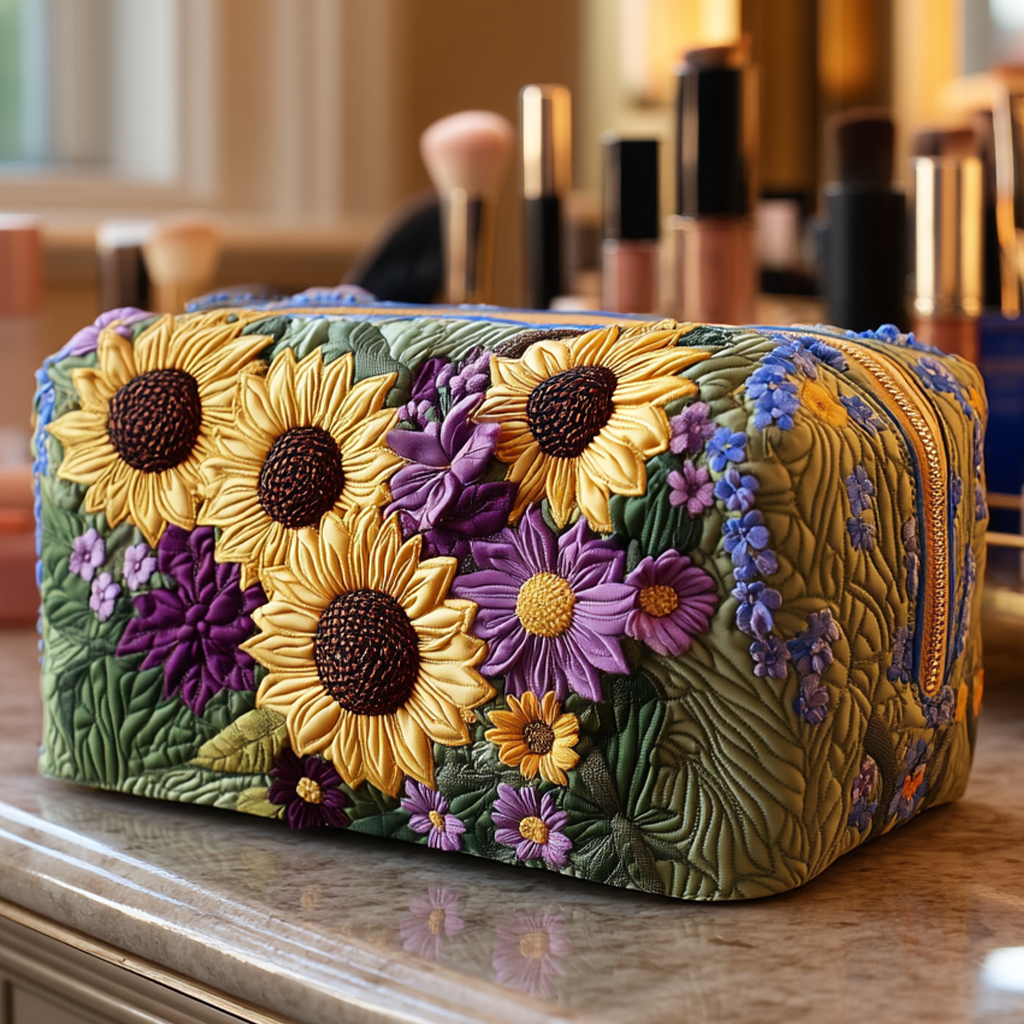 Quilted Makeup Bag - Sun-Drenched Field