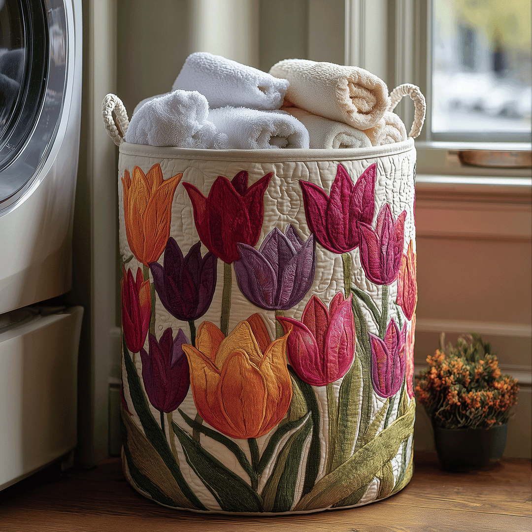 Quilted Laundry Basket - Tulip Joy
