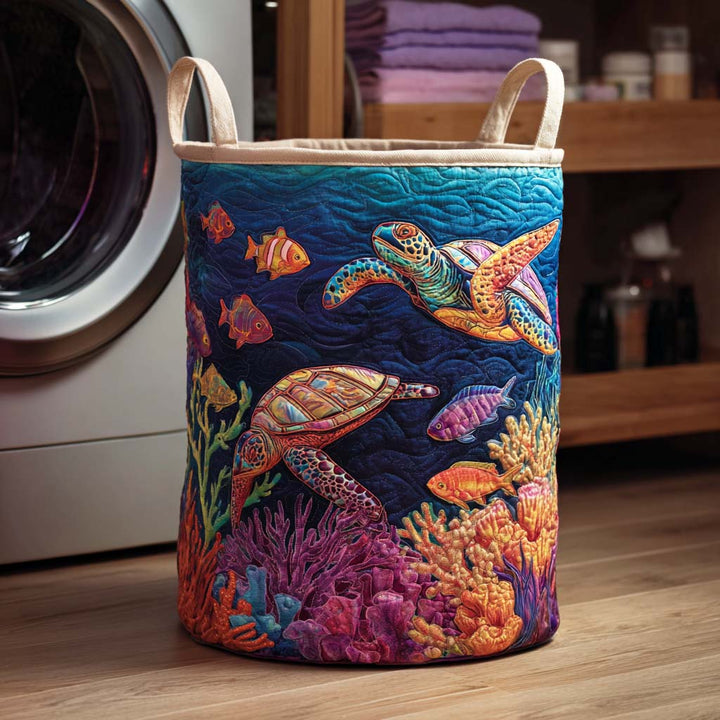 Quilted Laundry Basket - Turtle Bay