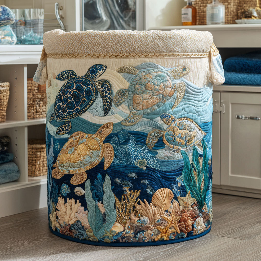 Quilted Laundry Basket - Shell Shine