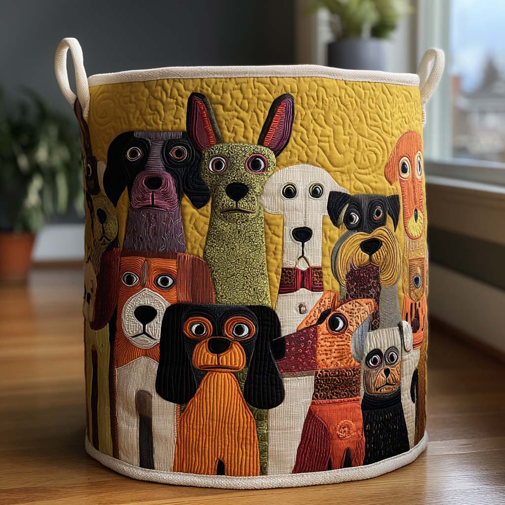 Quilted Laundry Basket - Whimsy Woofs
