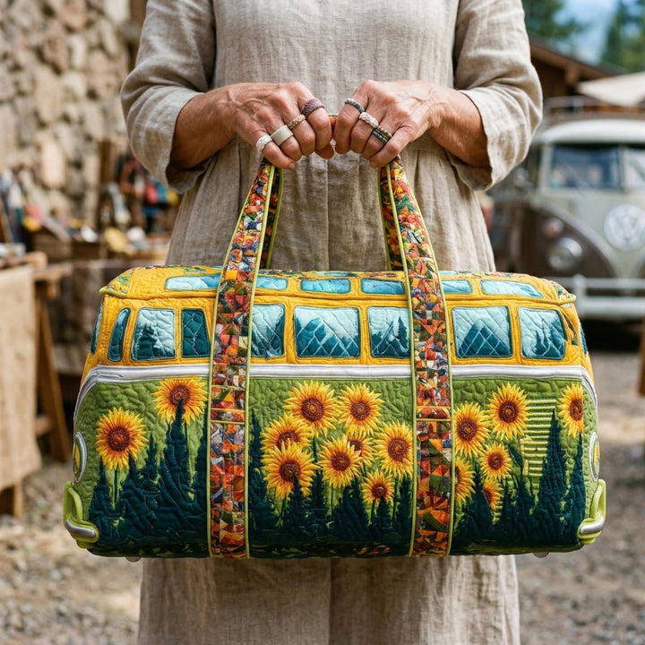Quilted Travel Bag - Hippie Sunflower